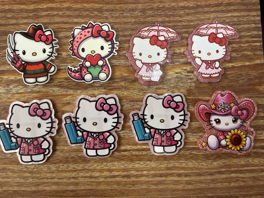 8 Pc Assorted Hello Kitty Acrylic Flatbacks
